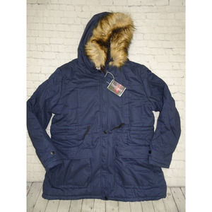 Northgard Sz 2XL Women's Blue Fur Hood Fleece Lined Parka Winer Coat